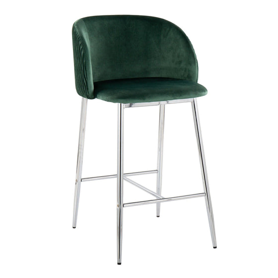 Fran Pleated Waves - 26" Fixed-Height Counter Stool (Set of 2)