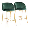 Fran - Pleated Waves Fixed-Height Counter Stool (Set of 2) - Gold Legs