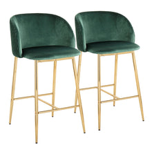  Fran - Pleated Waves Fixed-Height Counter Stool (Set of 2) - Gold Legs
