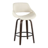 Fabrico - 26" Fixed-Height Counter Stool With Swivel And Round Black Metal Footrest (Set of 2) - Walnut Glazed Wood