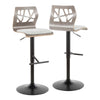 Folia - Adjustable Barstool - Light Gray Wood And Light Gray Fabric