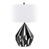 Geome - Tri 28" Metal Table Lamp - Matte Black Metal With White Linen Shade from Grandview Gallery (Set of 2)
