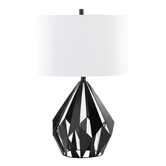 Geome - Tri 28" Metal Table Lamp - Matte Black Metal With White Linen Shade from Grandview Gallery (Set of 2)