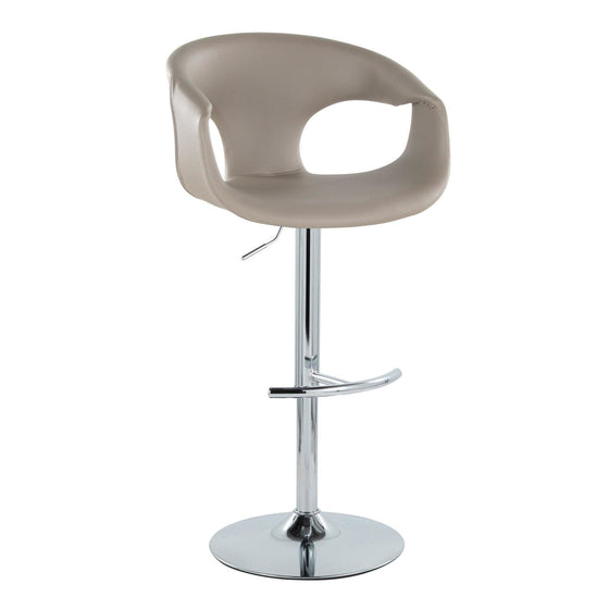 Curva - Adjustable Barstool With Rounded T Footrest (Set of 2) - Chrome Metal