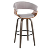 Vintage Mod - 30" Fixed-Height Barstool With Swivel - Walnut Glazed Wood And Stone Fabric With Walnut Wood Accents And Round Black Metal Footrest (Set of 2)