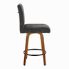 Hank - 26" Fixed-Height Counter Stool With Swivel And Round Black Metal Footrest (Set of 2) - Walnut Wood