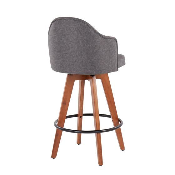 Ahoy - Fixed - Height Counter Stool - Walnut Bamboo Legs And Round Metal Footrest (Set of 2)