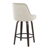 Marcel - 27" Fixed-Height Counter Stool With Swivel And Round Black Metal Footrest (Set of 2) - Walnut Glazed Wood