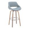 Fabrico - 30" Fixed-Height Barstool With Swivel And Round Chrome Metal Footrest (Set of 2) - Light Gray Wood