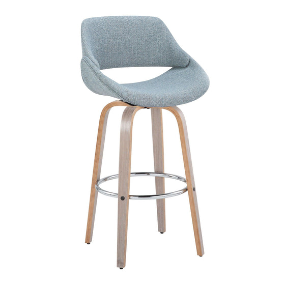 Fabrico - 30" Fixed-Height Barstool With Swivel And Round Chrome Metal Footrest (Set of 2) - Light Gray Wood