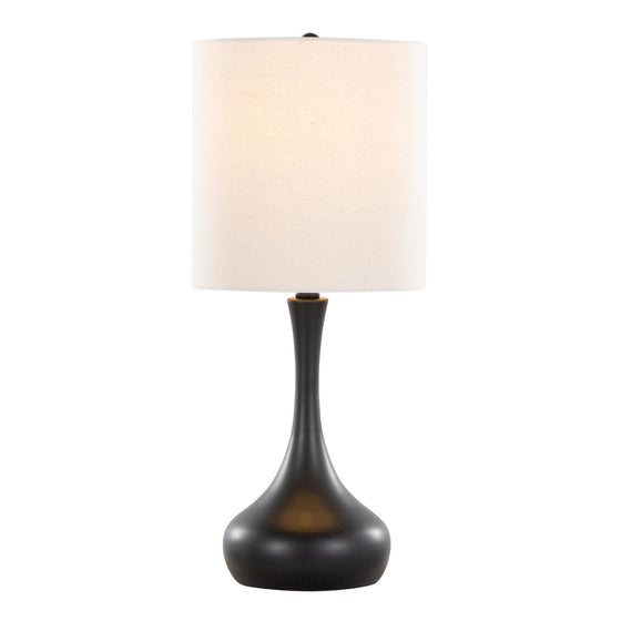 Genie - 24" Metal Table Lamp - Matte Black Metal With Oatmeal Linen Shade from Grandview Gallery (Set of 2)