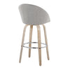 Matisse - 30" Highback Fixed-Height Barstool With Swivel And Round Chrome Metal Footrest (Set of 2) - Light Gray Wood