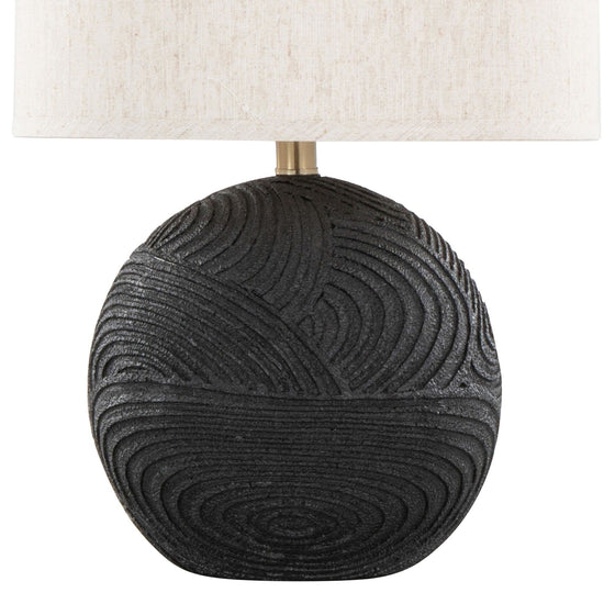 Kona - 23" Polyresin Table Lamp - Matte Black Polyresin, Brass And Natural Linen Shade from Grandview Gallery (Set of 2)