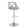 Charlotte - Adjustable Barstool (Set of 2) - Light Gray Back, Chrome Base