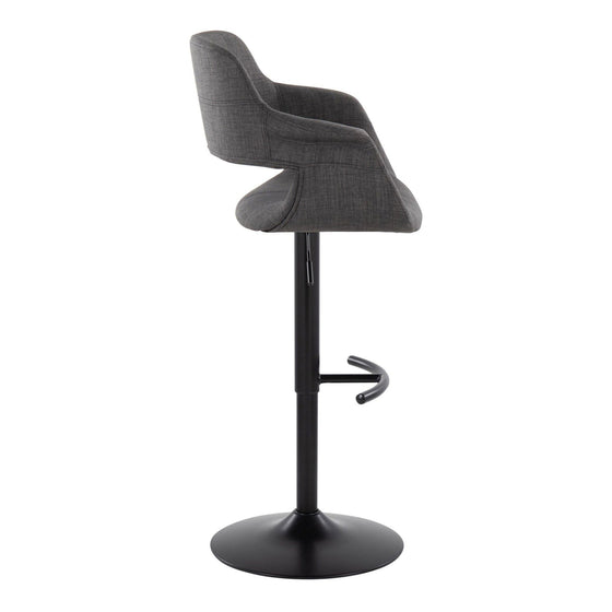 Vintage Flair - Adjustable Fabric Barstool (Set of 2) - Black Base
