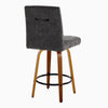 Hank - 26" Fixed-Height Counter Stool With Swivel And Round Black Metal Footrest (Set of 2) - Walnut Wood