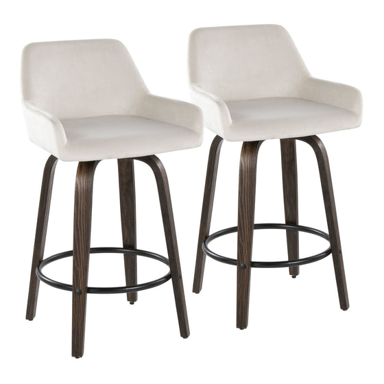 Daniella - 26" Fixed-height Counter Stool (Set of 2) - White, Black And Walnut