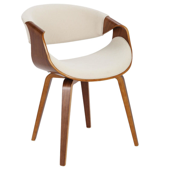 Curvo - Dining / Accent Chair (Set of 2) - Walnut Wood And Cream Fabric