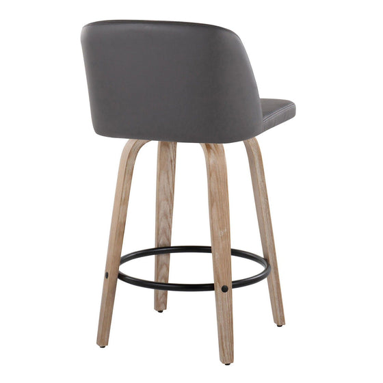 Toriano - 26" Fixed-height Counter Stool (Set of 2) - Gray And Light Brown