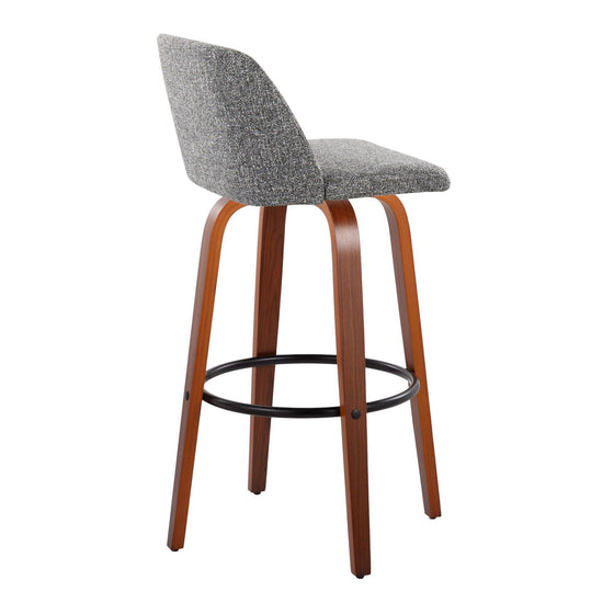 Toriano - 30" Faux Leather Fixed-Height Barstool (Set of 2) - Walnut & Chrome Base