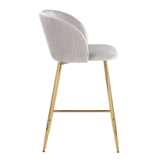 Fran - Pleated Waves Fixed-Height Counter Stool (Set of 2) - Gold Legs