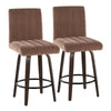 Hank - 26" Fixed-Height Counter Stool With Swivel And Round Black Metal Footrest (Set of 2) - Walnut Glazed Wood