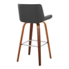 Santi - 30" Fixed-Height Barstool With Swivel And Square Chrome Metal Footrest (Set of 2) - Walnut Wood