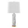 Marabella - 26" Marble Table Lamp - White Marble And Brass Metal With White Linen Shade (Set of 2)