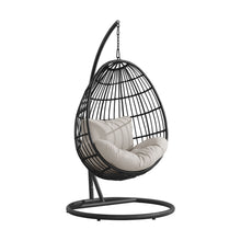  Playa - Swing Egg Chair With Base And Pillar - Dark Gray / Beige