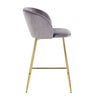 Fran - Counter Stool - Gold Steel And Gray Velvet (Set of 2)