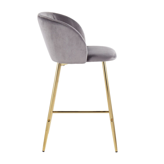 Fran - Counter Stool - Gold Steel And Gray Velvet (Set of 2)