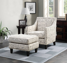  Erica - Chair & Ottoman - Beige / French Script