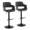Vintage Flair - Adjustable Fabric Barstool (Set of 2) - Black Base