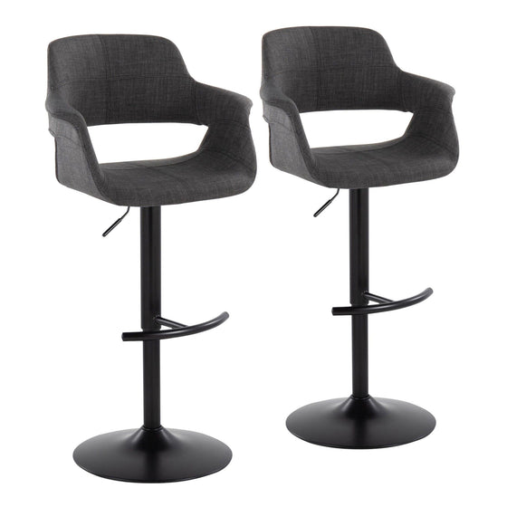 Vintage Flair - Adjustable Fabric Barstool (Set of 2) - Black Base