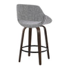 Fabrico - 26" Fixed-Height Counter Stool With Swivel And Round Black Metal Footrest (Set of 2) - Walnut Glazed Wood
