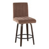 Hank - 26" Fixed-Height Counter Stool With Swivel And Round Black Metal Footrest (Set of 2) - Walnut Glazed Wood