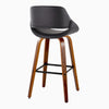 Fabrico - 30" Fixed-Height Barstool With Swivel And Square Black Metal Footrest (Set of 2) - Walnut Wood