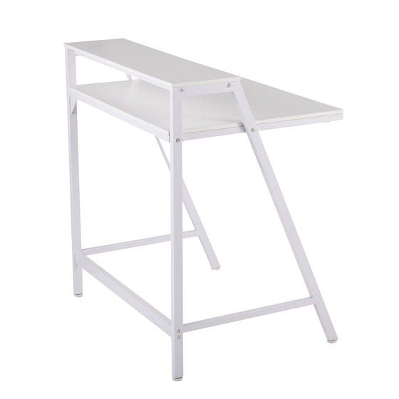 2-Tier - Office Desk - White Steel And White Wood