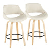 Fabrico - 26" Fixed-Height Counter Stool With Swivel And Round Black Metal Footrest (Set of 2) - Natural Wood