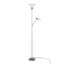 Dual - 72" Floor Lamp - Silver Metal And Frosted White Plastic Shades