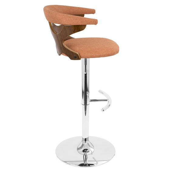 Gardenia - Adjustable Barstool - Chrome Base & Walnut Backrest