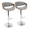 Curvini - Adjustable Barstool With Swivel - Walnut (Set of 2)