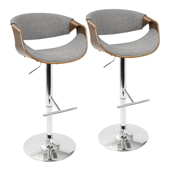Curvini - Adjustable Barstool With Swivel - Walnut (Set of 2)