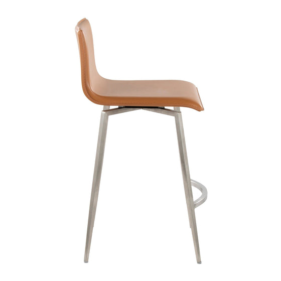 Mara - 26" Upholstered Fixed-Height Counter Stool With Swivel (Set of 2) - Stainless Steel