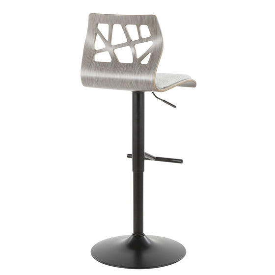 Folia - Adjustable Barstool - Light Gray Wood And Light Gray Fabric