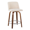Toriano - 24" Fixed-Height Counter Stool (Set of 2) - Walnut & Chrome Round Base