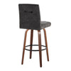 Hank - 30" Fixed-Height Barstool With Swivel And Round Black Metal Footrest (Set of 2) - Walnut Wood