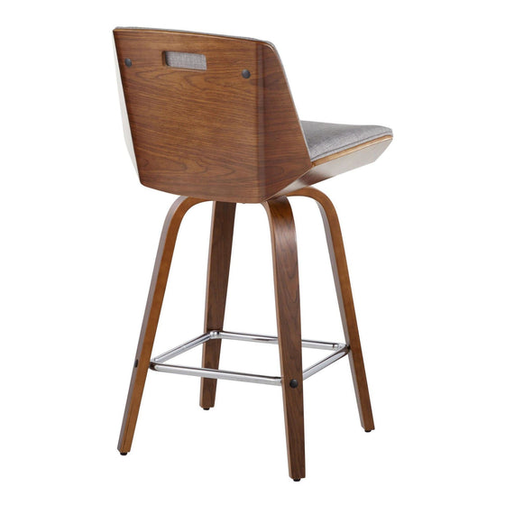 Corazza - 26" Fixed-Height Counter Stool (Set of 2) - Walnut & Chrome Base