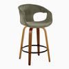 Curva - 26" Fixed-Height Counter Stool With Swivel And Round Metal Footrest (Set of 2) - Walnut Wood