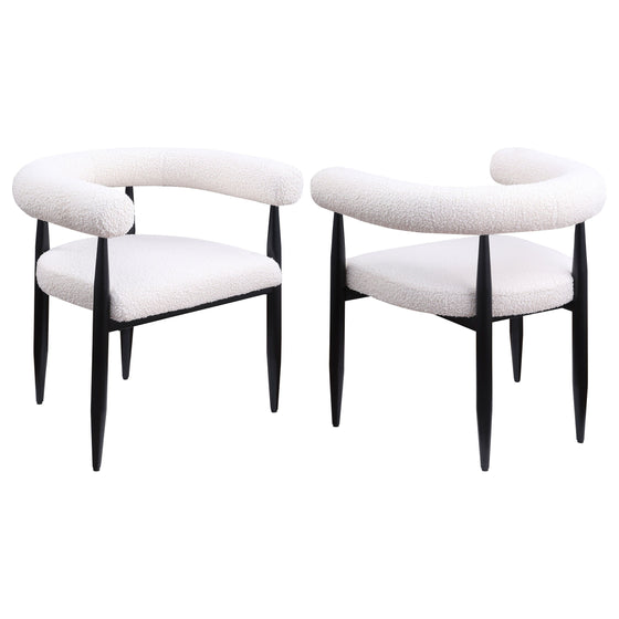 Dunmore - Boucle Upholstered Dining Arm Chair (Set of 2) - Cream